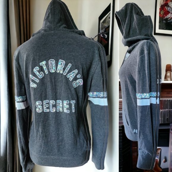 VICTORIA SECRET ( S ) Sequined Hoodie zip up - Picture 1 of 10